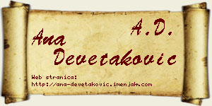 Ana Devetaković vizit kartica